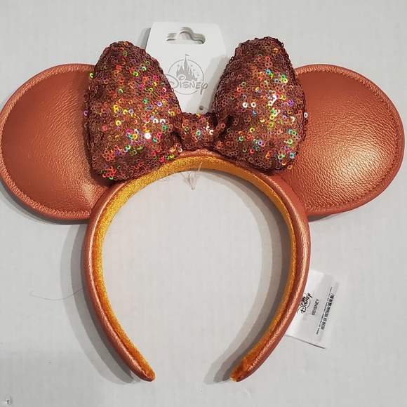 Disney PARKS PEACH PUNCH sequin Minnie Mouse Ears Headband NWT - Picture 1 of 9